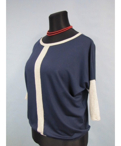 Bluzka Blanka granatowa z białymi perłowymi wstawkami